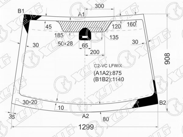 Стекло лобовое CITROEN C2 03-08