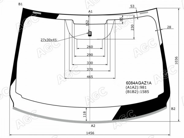 Стекло лобовое (Молдинг) Nissan Qashqai 13-22  / Qashqai China 17-24