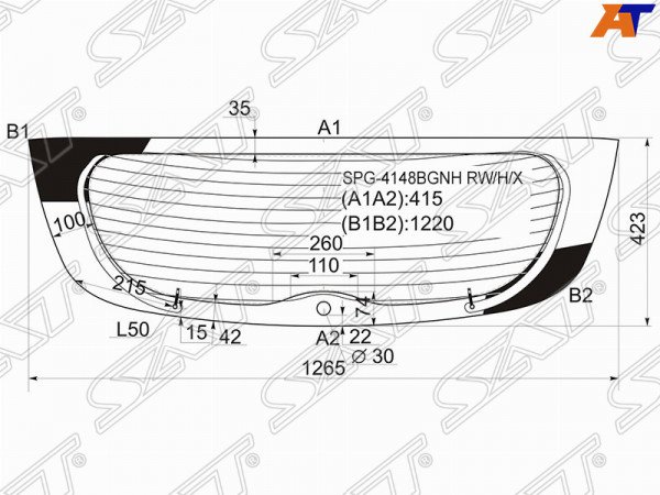 Стекло заднее с обогревом HYUNDAI SOLARIS /ACCENT 5D HBK 10-17