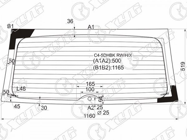 Стекло заднее с обогревом CITROEN C4 5D HBK 04-10