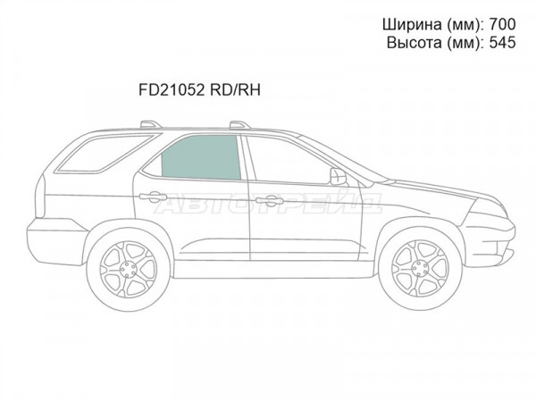 Стекло боковое опускное (Сзади / Справа / Цвет зеленый) Acura MDX 00-06  / Honda MDX 03-06