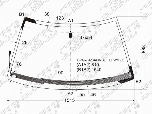 Стекло лобовое с обогревом щеток SUBARU FORESTER 97-02
