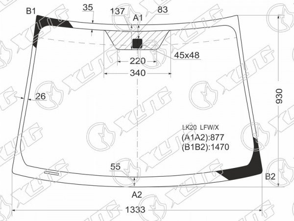 Стекло лобовое (3 /5D HBK) Toyota Vitz 05-10  / Yaris 05-13