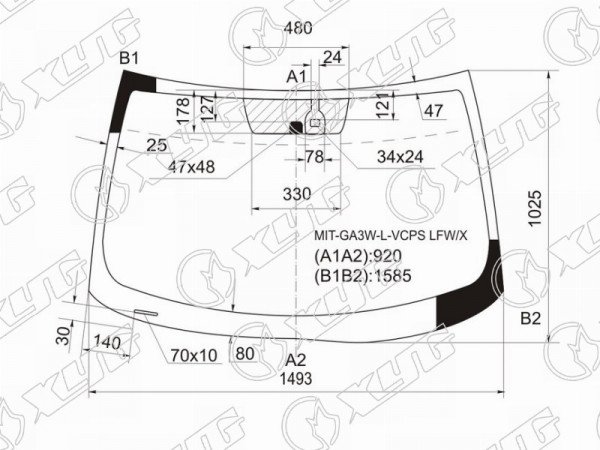 Стекло лобовое (Датчик дождя) Mitsubishi ASX 10-16  / Citroen C4 Aircross 12-16