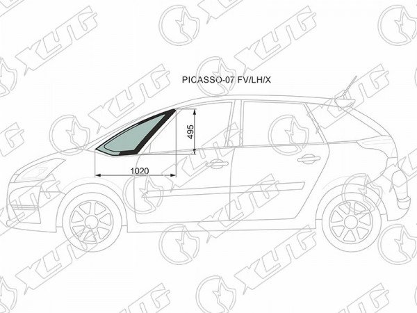 Стекло форточки (уголок) переднее левое CITROEN C4 PICASSO /GRAND PICASSO 07-13