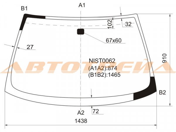 Стекло лобовое NISSAN SUNNY /SENTRA 4D 98-04