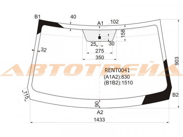 Стекло лобовое RENAULT SANDERO 08-14 /RENAULT DUSTER 10-21 /NISSAN TERRANO 14-