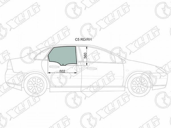 Стекло заднее правое опускное CITROEN C5 HBK 01-08