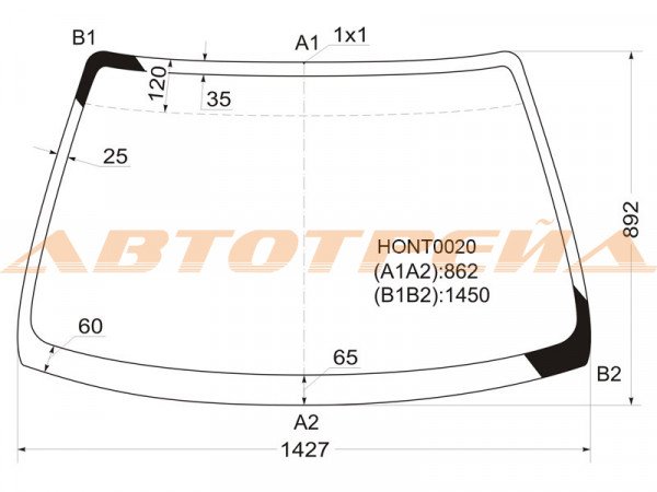Стекло лобовое HONDA CIVIC 4D 95-00 / /DOMANI MB# 97-00 /ORTHIA /PARTNER 96-05