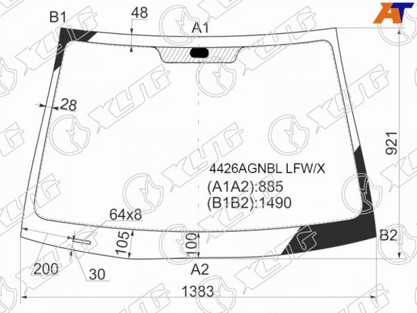 Стекло лобовое Kia Rio 05-09  / Pride 05-09
