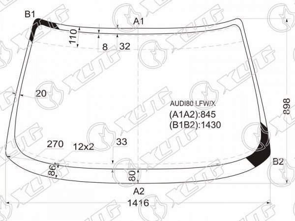 Стекло лобовое Audi 80 86-95