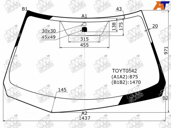 Стекло лобовое TOYOTA COROLLA AXIO /FIELDER 4 /5D 12-
