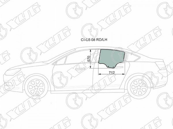 Стекло заднее левое опускное CITROEN C5 4D 08-17