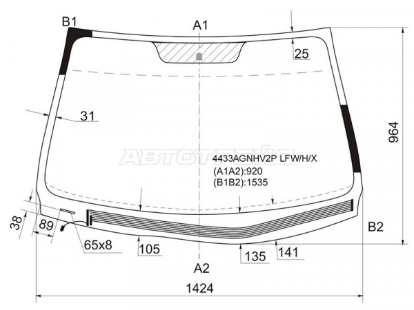 Стекло лобовое (Обогрев щеток / 3D HBK) Kia ProCeed 09-12