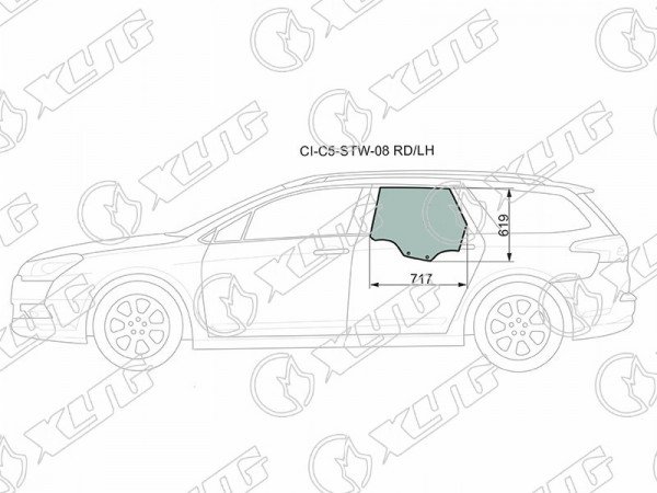 Стекло заднее левое опускное CITROEN C5 WGN 08-17