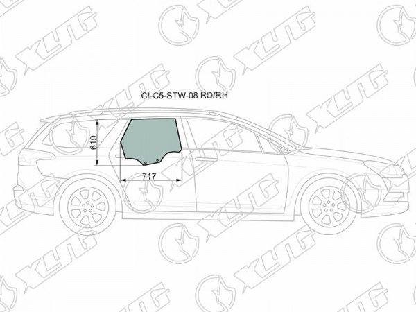 Стекло заднее правое опускное CITROEN C5 WGN 08-17