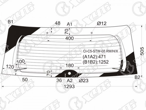 Стекло заднее с обогревом CITROEN C5 WGN 08-17
