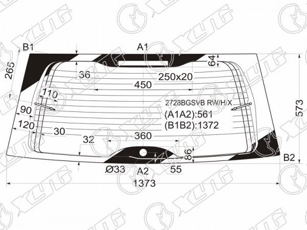 Стекло заднее с обогревом CITROEN C8 /PEUGEOT 807 02-14