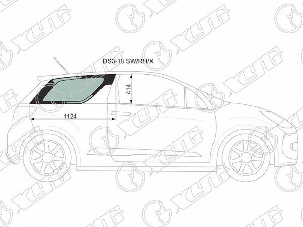 Стекло кузова (собачник) заднее правое CITROEN DS3 3D HBK 10-16