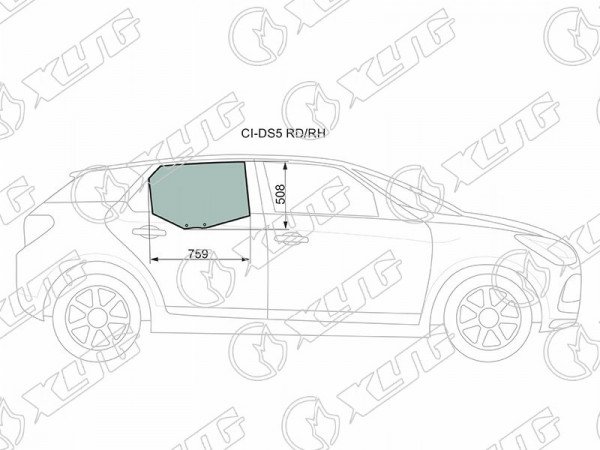 Стекло заднее правое опускное CITROEN DS5 5D HBK 12-15