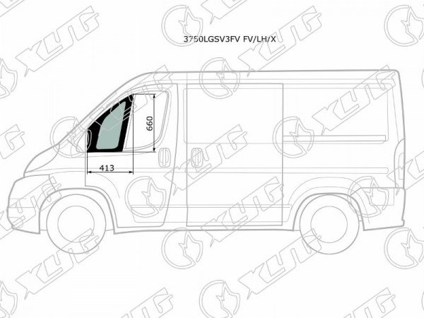 Стекло форточки (Спереди / Слева / Цвет зеленый) Peugeot Boxer 06-  / Citroen Jumper 06-