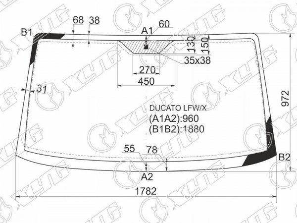 Стекло лобовое Peugeot Boxer 94-06  / Citroen Jumper 94-02