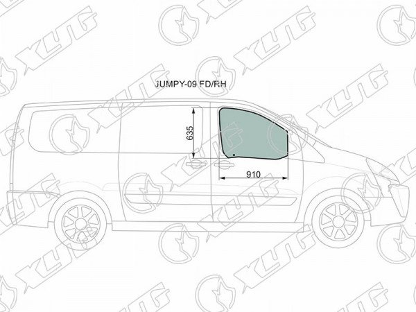 Стекло переднее правое опускное FIAT SCUDO /PEUGEOT EXPERT /CITROEN JUMPY 07-16