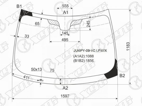 Стекло лобовое Citroen Jumpy 07-17  / Fiat Scudo 07-16
