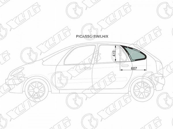 Стекло кузова (собачник) заднее левое CITROEN XSARA PICASSO 99-10