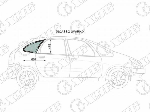 Стекло кузова (собачник) заднее правое CITROEN XSARA PICASSO 99-10