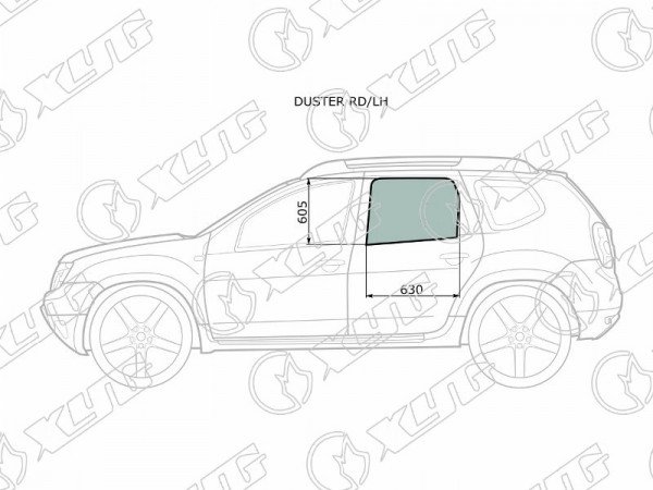 Стекло заднее левое опускное RENAULT DUSTER 10-21 /NISSAN TERRANO 14-
