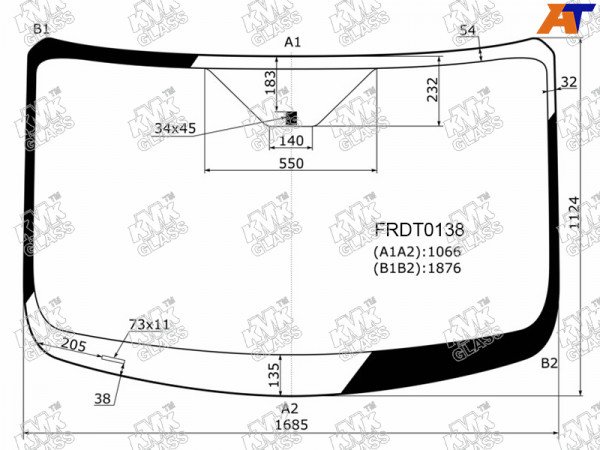 Стекло лобовое FORD TRANSIT (низкая /средняя крыша) 13-