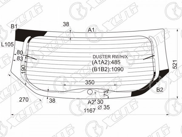 Стекло заднее (Цвет зеленый / Обогрев) Renault Duster 10-21  / Dacia Duster 10-17