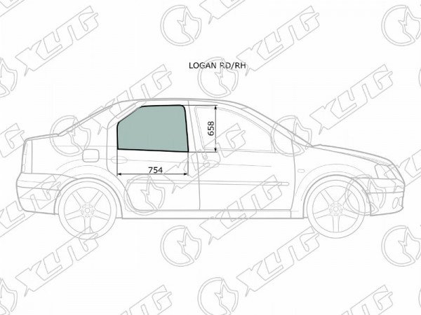 Стекло заднее правое опускное RENAULT LOGAN 04-13 /DACIA LOGAN 04-12