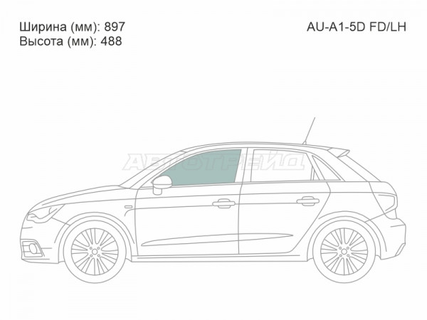 Стекло боковое опускное (Спереди / Слева / Цвет зеленый) Audi A1 10-18