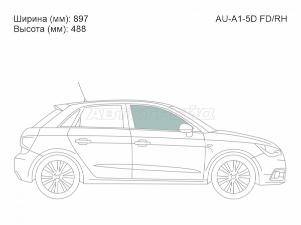 Стекло боковое опускное (Спереди / Справа / Цвет зеленый) Audi A1 10-18