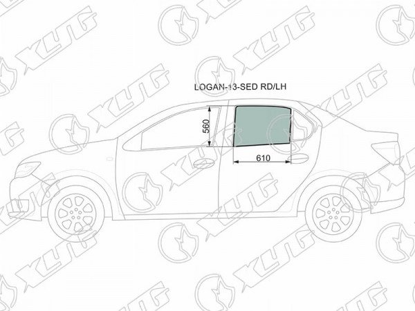Стекло заднее левое опускное RENAULT LOGAN 14-