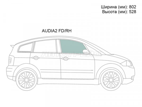 Стекло боковое опускное (Спереди / Справа / Цвет зеленый) Audi A2 99-05