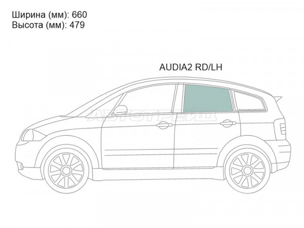 Стекло боковое опускное (Сзади / Слева / Цвет зеленый) Audi A2 99-05