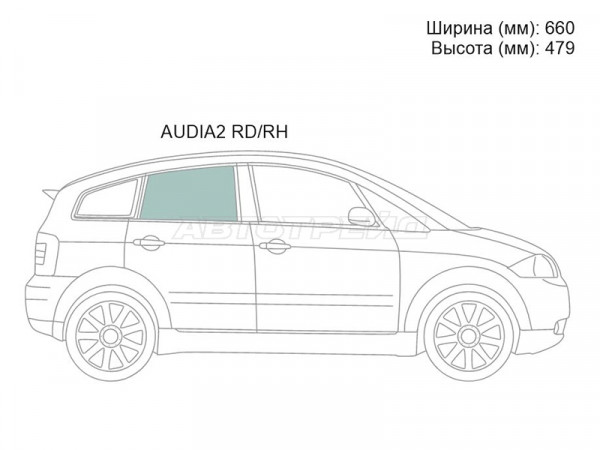 Стекло боковое опускное (Сзади / Справа / Цвет зеленый) Audi A2 99-05