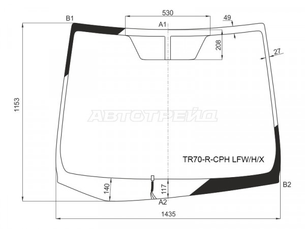 Стекло лобовое (Обогрев щеток) Toyota Noah 14-22  / Voxy 14-22
