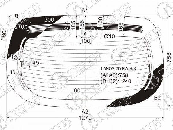Стекло заднее с обогревом DAEWOO LANOS 3 /5D 97-03