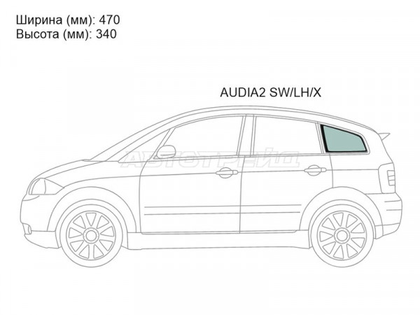 Стекло кузова боковое (не опускное) (Слева / Цвет зеленый) Audi A2 99-05