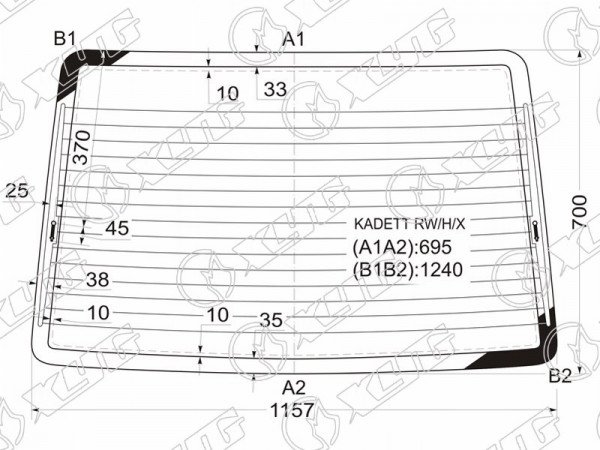 Стекло заднее с обогревом OPEL KADETT 3 /5D 84-93