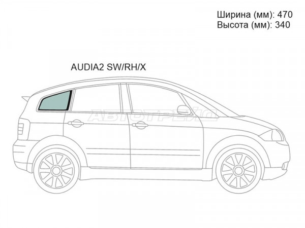 Стекло кузова боковое (не опускное) (Справа / Цвет зеленый) Audi A2 99-05