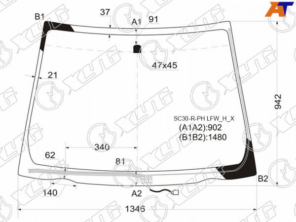 Стекло лобовое (Обогрев щеток) Toyota Vitz 10-20  / Yaris 10-17
