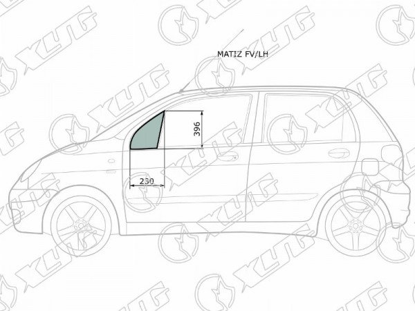Стекло форточки (Спереди / Слева / Цвет зеленый) Chevrolet Matiz 04-05  / Daewoo Matiz 97-15