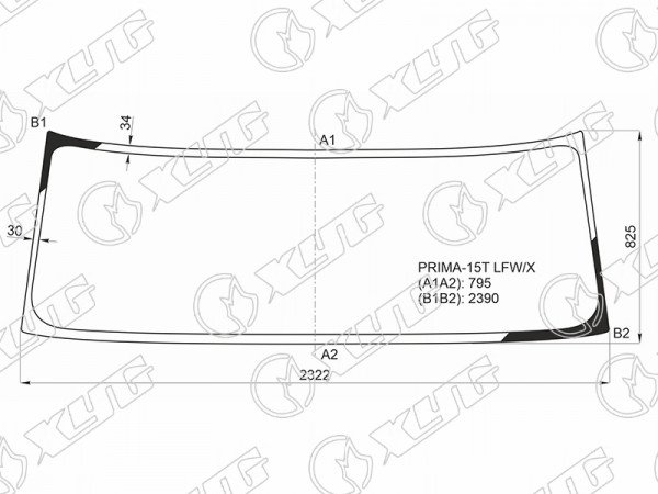 Стекло лобовое (Широкая кабина 15т.) Daewoo Prima Ultra 10-19