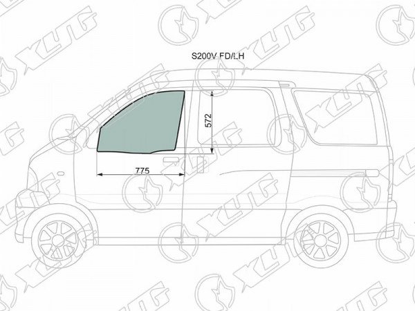 Стекло переднее левое опускное TOYOTA SPARKY S221 /231 00-03 /DAIHATSU ATRAI /HIJET #S22# 99-04