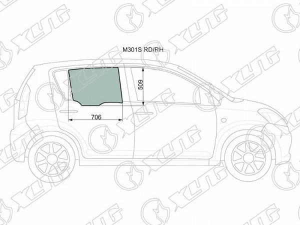 Стекло заднее правое опускное TOYOTA PASSO /DAIHATSU BOON /SIRION 04-09